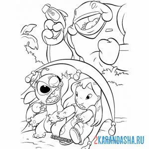 Раскраска стич и лило приключения