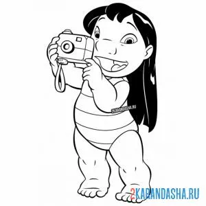 Раскраска лило и фотоаппарат