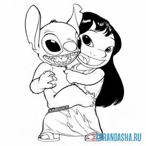 Раскраска стич любимец лило
