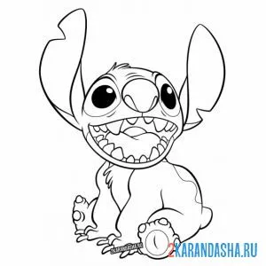 Раскраска стич довольный