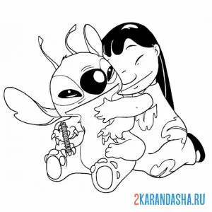 Раскраска лило любит стича