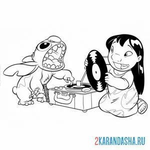 Раскраска лило показывает стичу пластинку