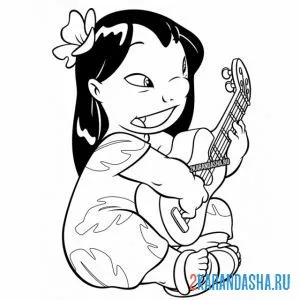 Раскраска лило играет на гитаре