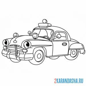 Раскраска ретро полицейская машина