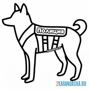 Раскраска полицейская служебная собака