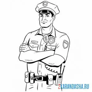 Раскраска строгий полицейский
