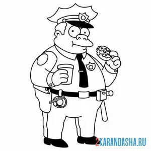 Раскраска полицейский мультик симпсоны