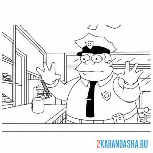 Раскраска полицейский герой симпсоны