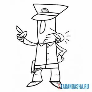 Раскраска полицейский свистит