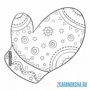 Раскраска узоры на варежке