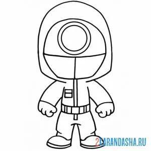 Раскраска охранник из игры в кальмара с кругом