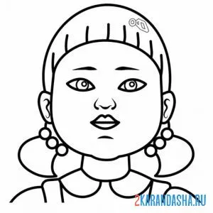 Раскраска злая кукла игра в кальмара