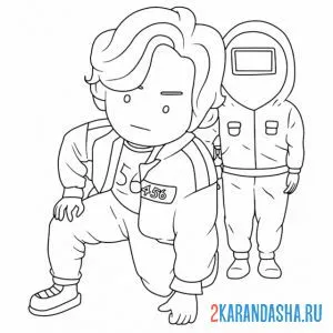 Раскраска 456 игрок и охранник