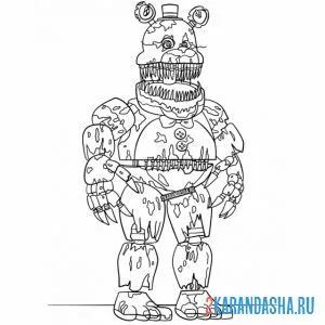 Раскраска фредди аниматроник сломанный