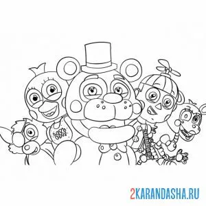 Раскраска толпа героев аниматроники