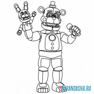 Раскраска фредди аниматроник с игрушкой