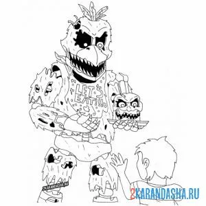 Раскраска аниматроник чика злой
