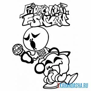 Раскраска скид и памп friday night funkin