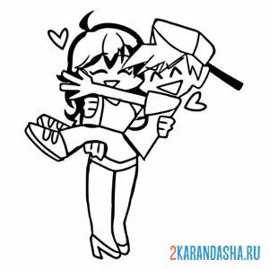 Раскраска парочка парень и девушка