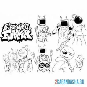 Раскраска friday night funkin персонажи