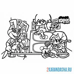 Раскраска friday night funkin вышли на баттл