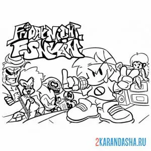 Раскраска крутой баттл friday night funkin