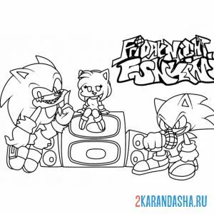 Раскраска sonic fnf