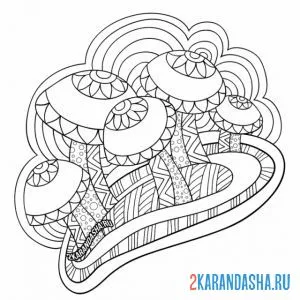 Раскраска антистресс грибной