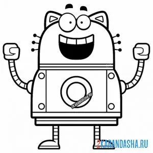 Раскраска робот-котик улыбается