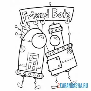 Раскраска забавные роботы
