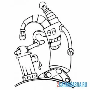 Раскраска необычный робот-пожарный