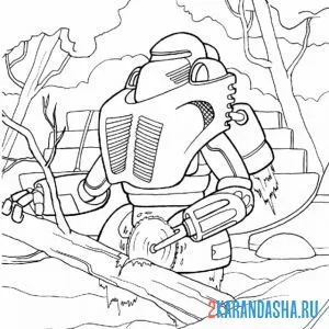 Раскраска робот-лесопилка