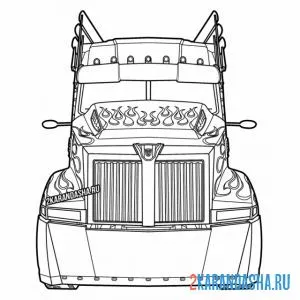 Раскраска машина трансформер оптимус прайм