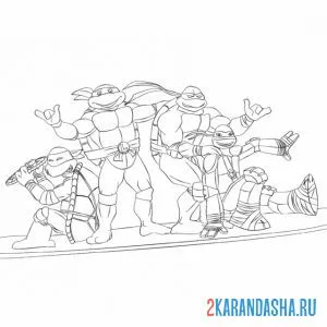 Раскраска серфингист черепашки-ниндзя