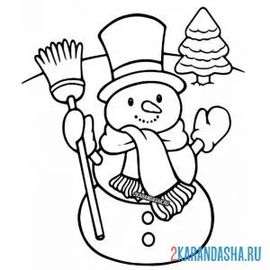 Раскраска снеговик праздничный