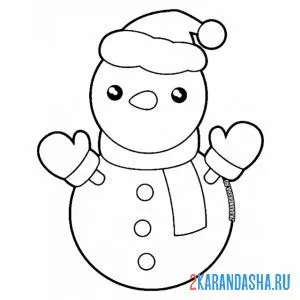 Раскраска простой снеговик