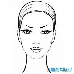 Раскраска голова модель для макияжа