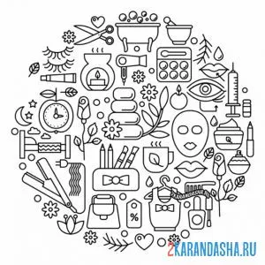 Раскраска коллаж косметики