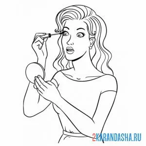 Раскраска девушка красит лицо
