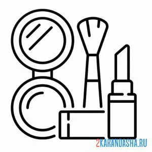 Раскраска набор косметики и пудра