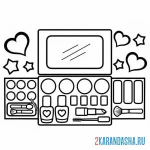 Раскраска большой набор разной косметики