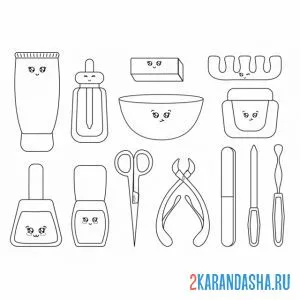 Раскраска маникюрный салон кавай