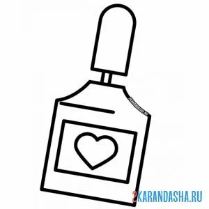 Раскраска лак для ногтей с сердечком