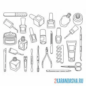 Раскраска все инструменты для маникюра