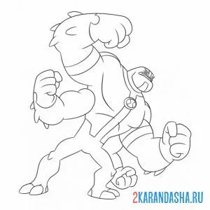 Раскраска силач готовится к удару