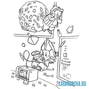 Раскраска незнайка в невесомости