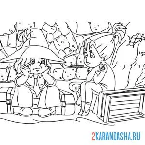 Раскраска незнайка грустит
