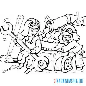 Раскраска винтик и шпунтик