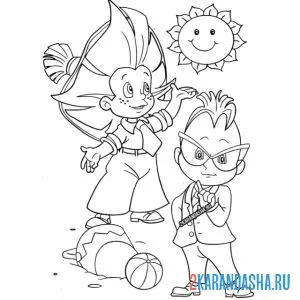 Раскраска незнайка и знайка