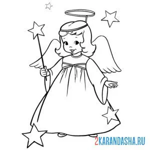 Раскраска ангел на рождество